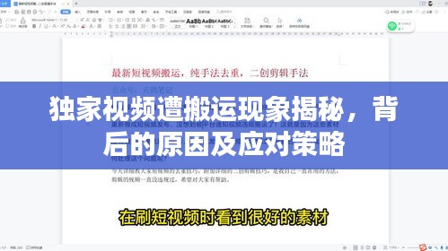 獨(dú)家視頻遭搬運(yùn)現(xiàn)象揭秘，背后的原因及應(yīng)對策略
