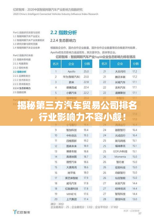 揭秘第三方汽車貿(mào)易公司排名，行業(yè)影響力不容小覷！